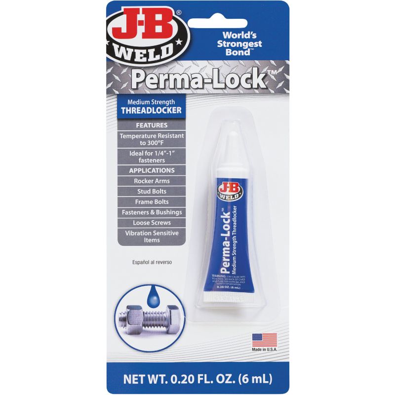J-B Weld Medium Strength Perma-Lock Threadlocker Blue, 0.2 Oz.