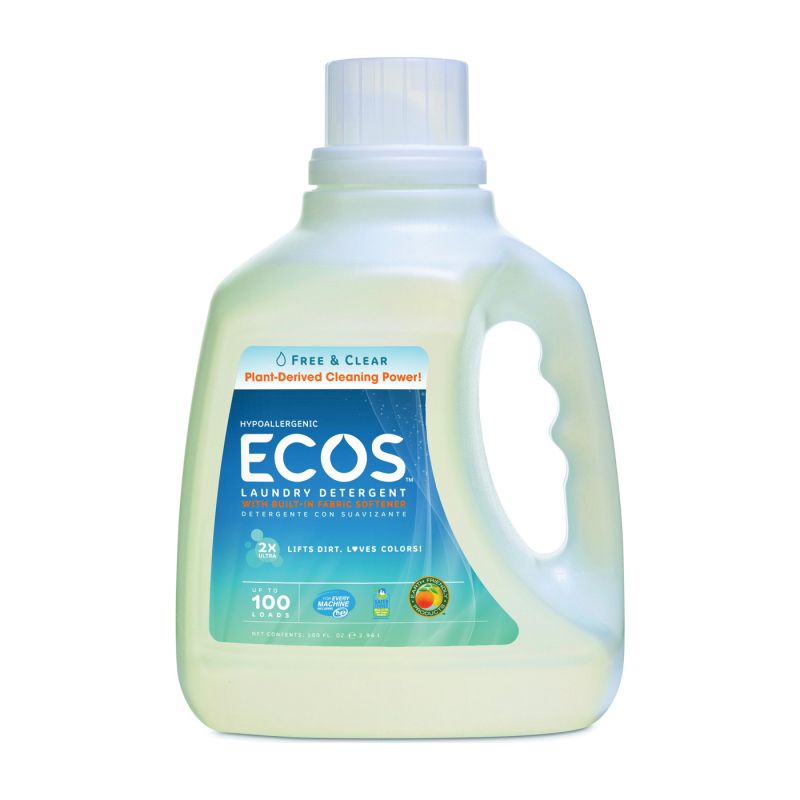 Ecos 9889/04 Laundry Detergent, 100 oz, Jug, Liquid, Neutral Clear/Pale Gold