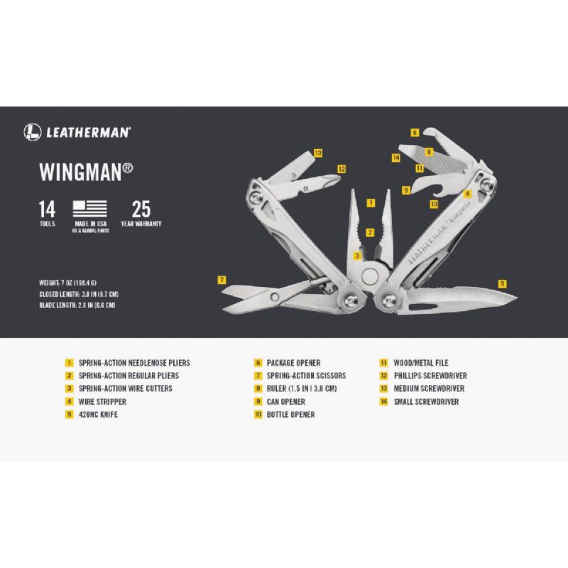 Leatherman Wingman 14-In-1 Multi-Tool Stainless Steel
