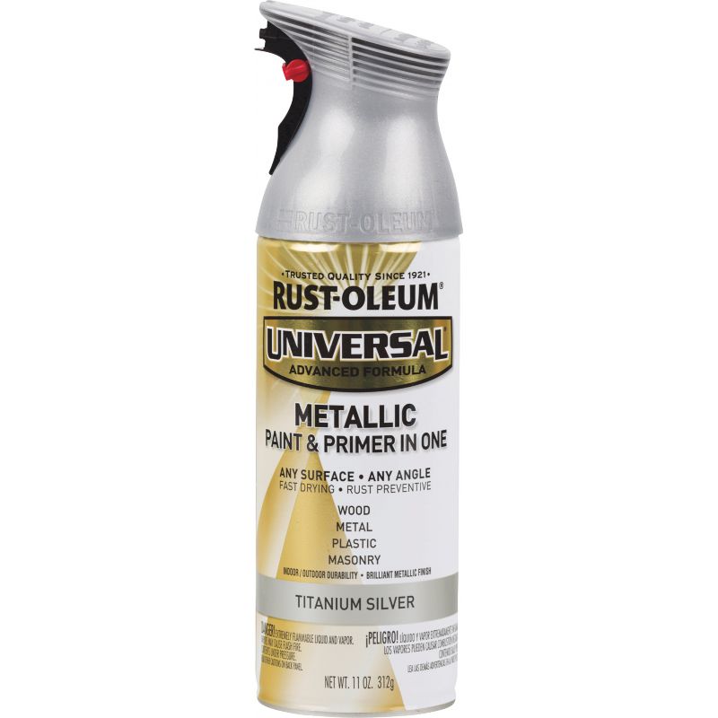 Rust-Oleum Universal Metallic Spray Paint &amp; Primer In One Titanium Silver, 11 Oz.