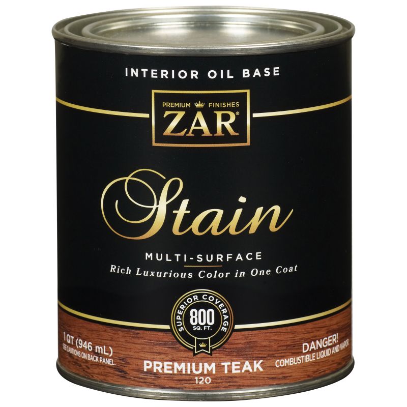 ZAR 12012 Wood Stain, Premium Teak, Liquid, 1 qt, Can Premium Teak