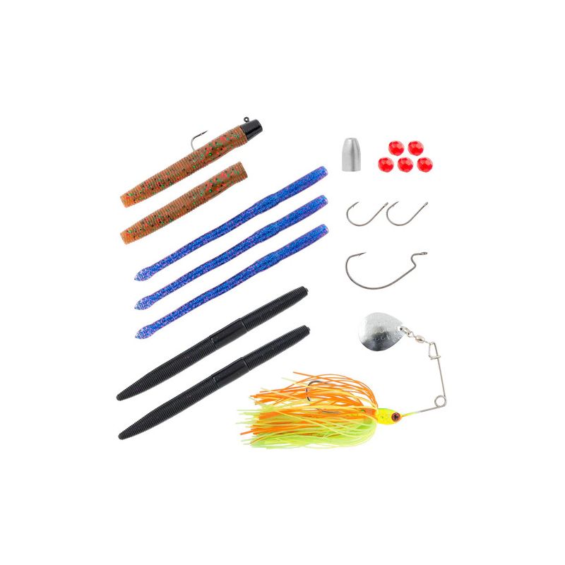 READY2FISH R2F4-BA/S 20-PIECE BASS SPINNING COMBO KIT, 6 FT 6 IN L