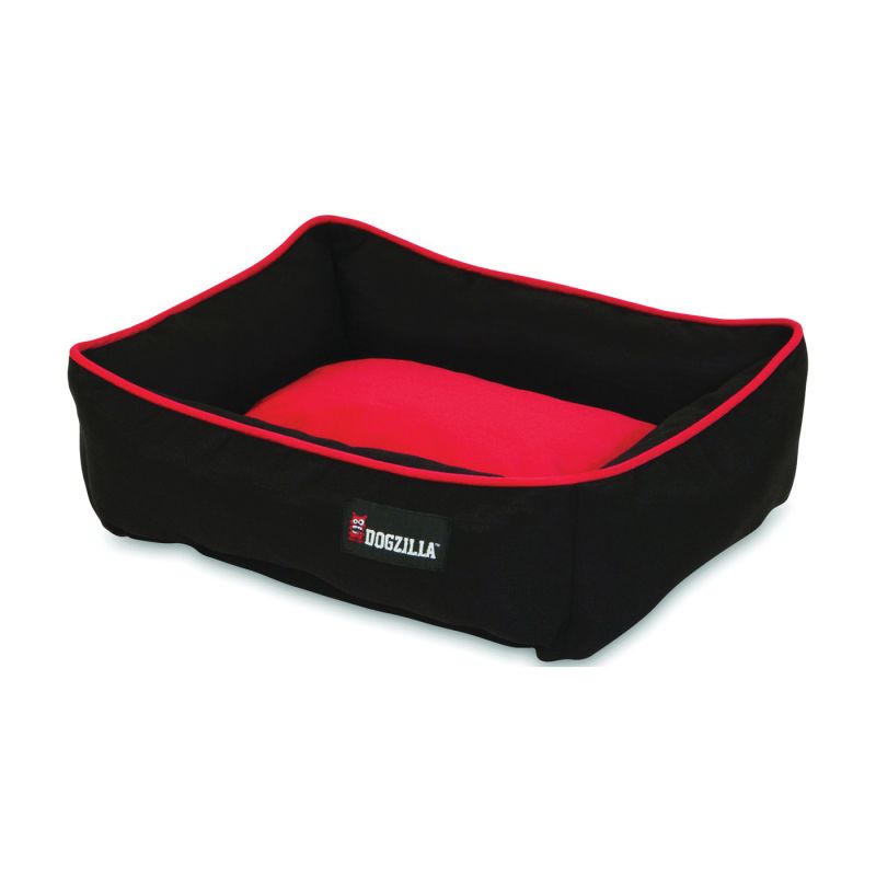 Dogzilla 80379 Pet Lounger, 22 in L, 18 in W, Rip-Stop Fabric, Black/Red Black/Red