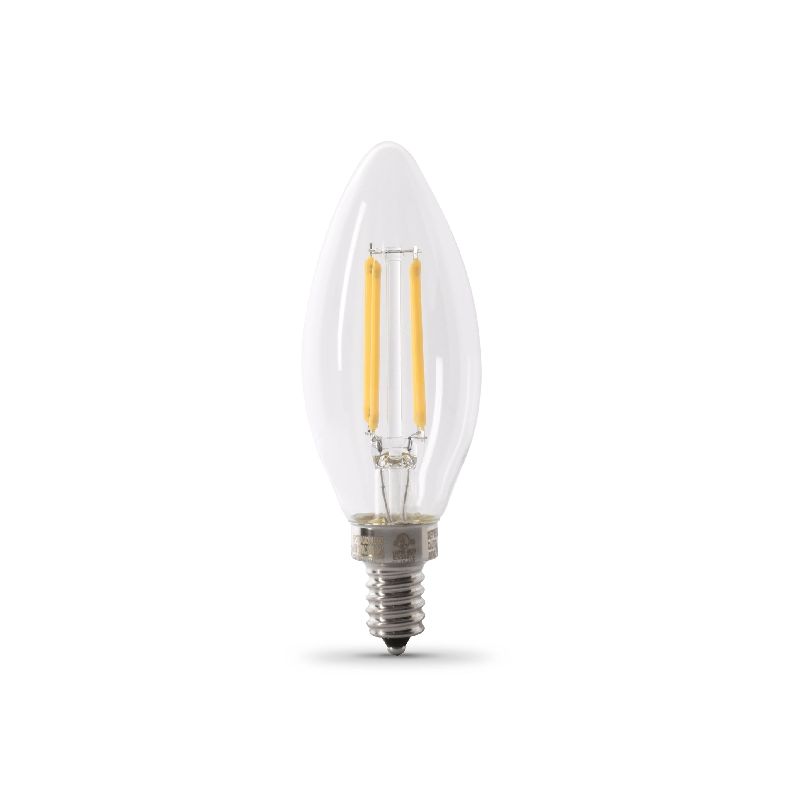 Feit Electric BPCTC40/950CA/FIL/2 LED Bulb, Decorative, B10 Lamp, 40 W Equivalent, E12 Lamp Base, Dimmable