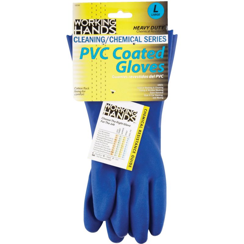 Working Hands PVC Coated Rubber Glove L, Blue