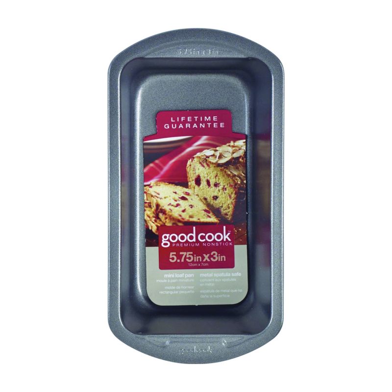 Goodcook 04024 Non-Stick Loaf Pan, 10-1/2 in L, 8.8 in W, 8.1 in H, Steel, Dishwasher Safe: Yes Gray