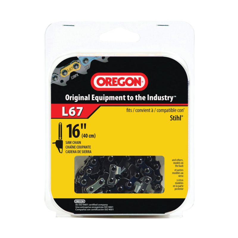 Oregon L67 Chainsaw Chain, 16 in L Bar, 0.63 Gauge, 0.325 in TPI/Pitch, 67-Link