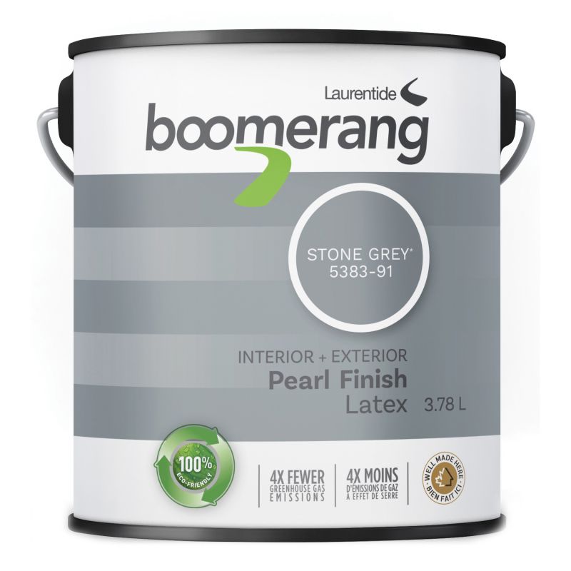 boomerang 5383-91L19 Interior Paint, Pearl Gloss, Stone Gray, 3.78 L Stone Gray