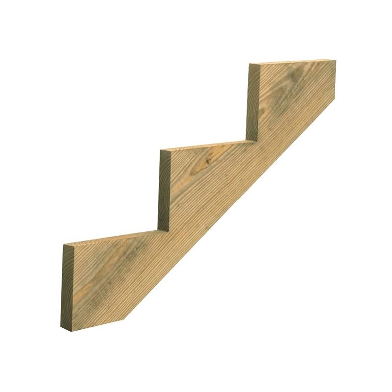 L shape double stringer wood treads straight stairs with c beam stringer  and wire railing staircase PR-T09