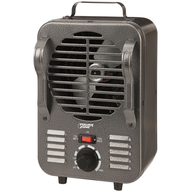 PowerZone LH872 Mini Milkhouse Heater, 12.5 A, 120 V, 750/1500 W, 1500 W Heating, 2-Heating Stage, Gray Gray