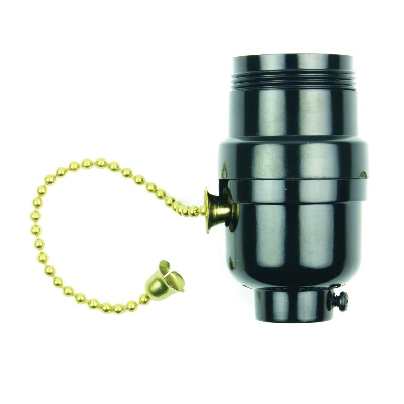 Jandorf 60534 Pull Chain Lamp Socket, 250 V, 250 W, Phenolic Housing Material, Black Black