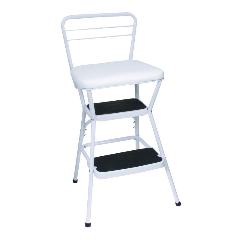 Cosco 11130WHT Counter Chair/Step Stool with Lift-up Seat, 33.858 in H, 225 lb, Steel, White White