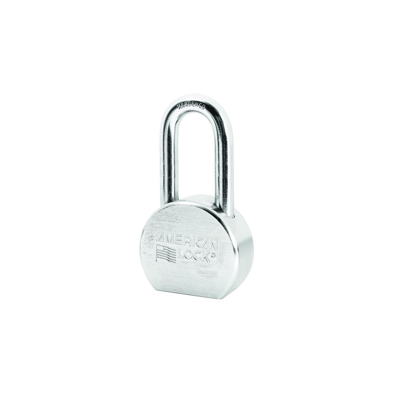 American Lock A701KA#27244 Padlock, Keyed Alike Key, 7/16 in Dia Shackle, 2 in H Shackle, Steel Body, Chrome