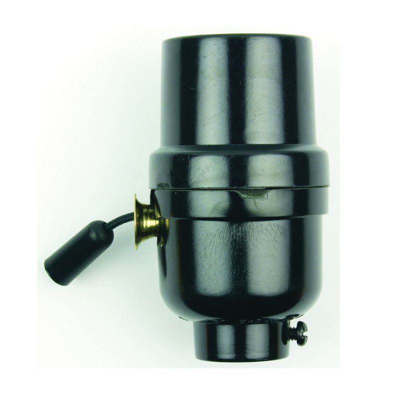 Jandorf 60532 Pull Chain Lamp Socket, 250 V, 250 W, Phenolic Housing Material, Black Black