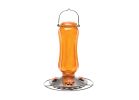 Perky-Pet 8135-2 Bird Feeder, Carnival Glass Vintage, 16 oz, 4-Port/Perch, Glass, Orange, 11-3/4 in H Orange