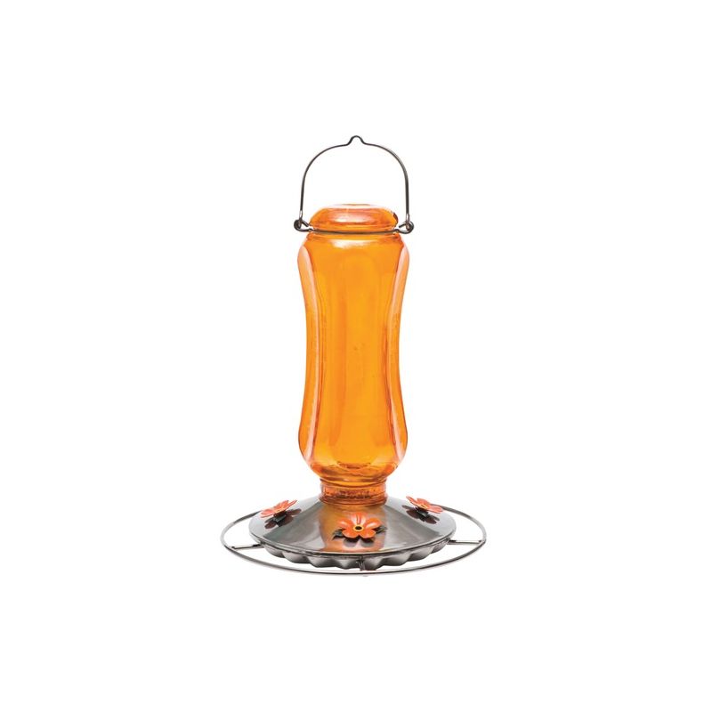 Perky-Pet 8135-2 Bird Feeder, Carnival Glass Vintage, 16 oz, 4-Port/Perch, Glass, Orange, 11-3/4 in H Orange