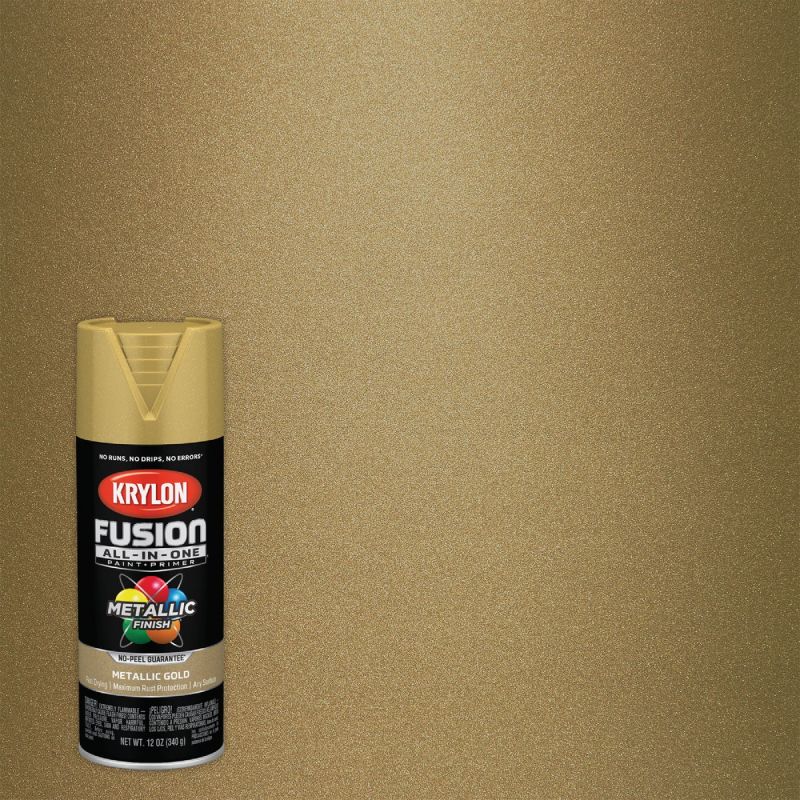 Krylon Fusion All-In-One Spray Paint &amp; Primer Metallic Gold, 12 Oz.