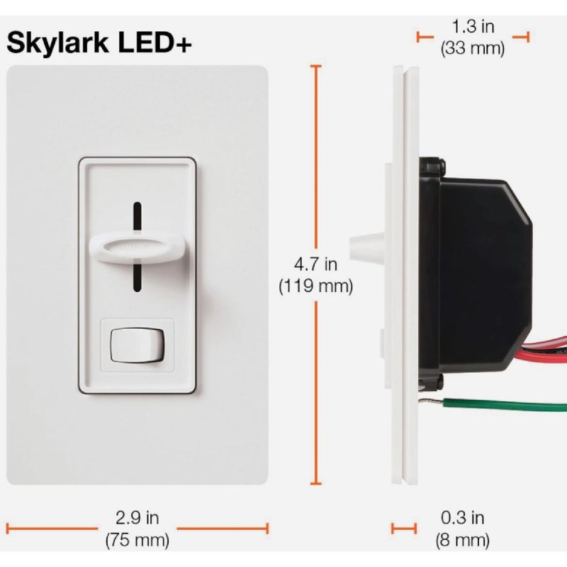 Lutron Skylark LED/CFL Slide Dimmer Switch White