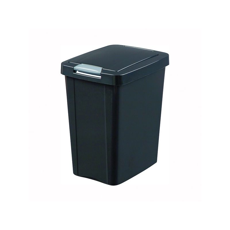 Sterilite TouchTop 10439004 Waste Basket, 7.5 gal Capacity, Black, 17-3/4 in H 7.5 Gal, Black