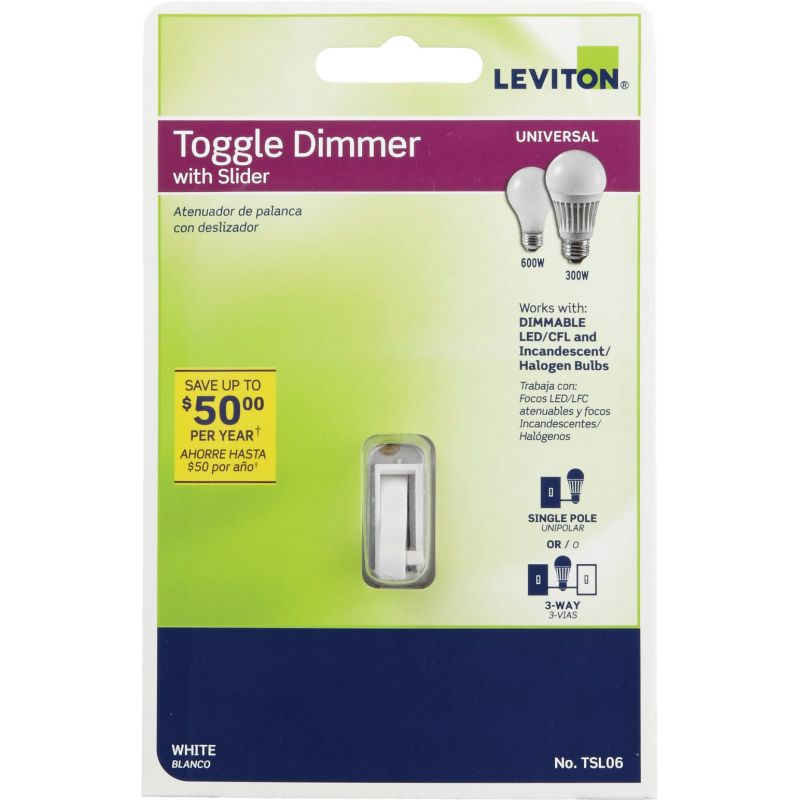 Leviton Universal Toggle Slide Dimmer Switch White