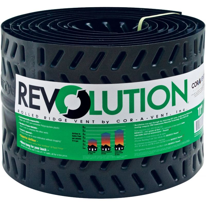Cor-A-Vent Revolution Rolled Ridge Vent 11 In. X 20 Ft., Black