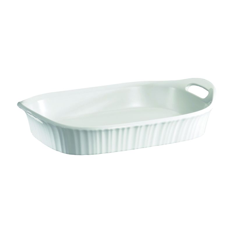 Corningware 1105936 Casserole Dish, 3 qt Capacity, Ceramic, French White, Dishwasher Safe: Yes 3 Qt, French White