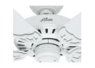 Hunter Bridgeport Series 53125 Ceiling Fan, 5-Blade, White Blade, 52 in Sweep, Plastic Blade, 3-Speed