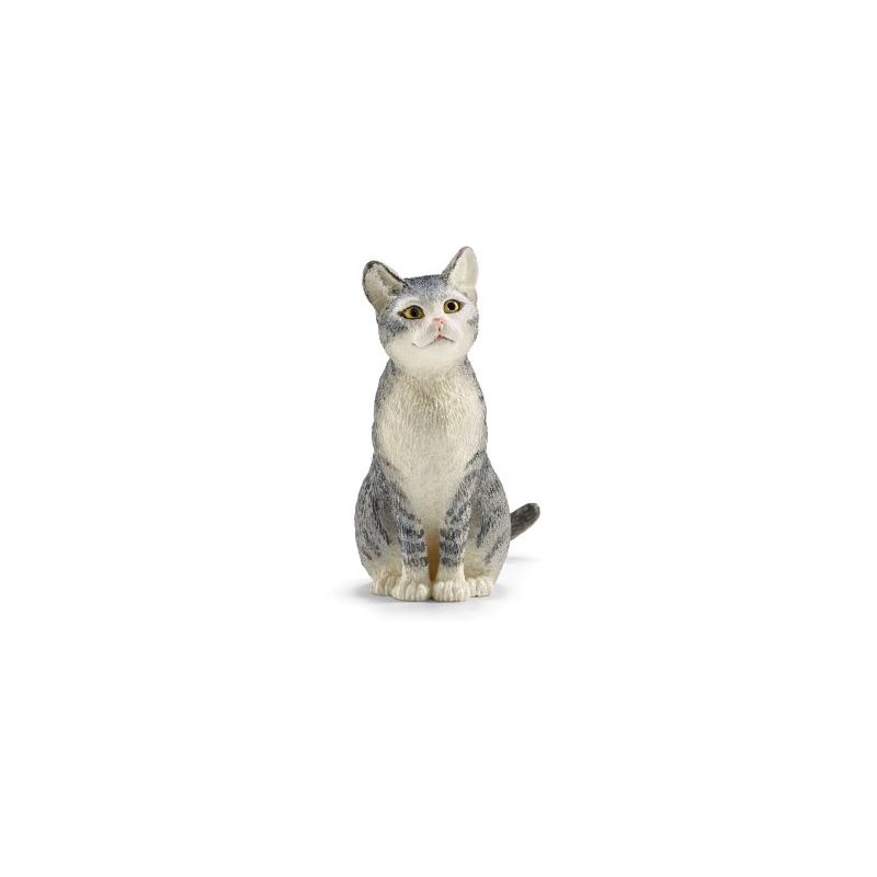 Schleich-S Farm World Series 13771 Toy, 3 to 8 years, XS, Cat, Plastic XS, Gray/White