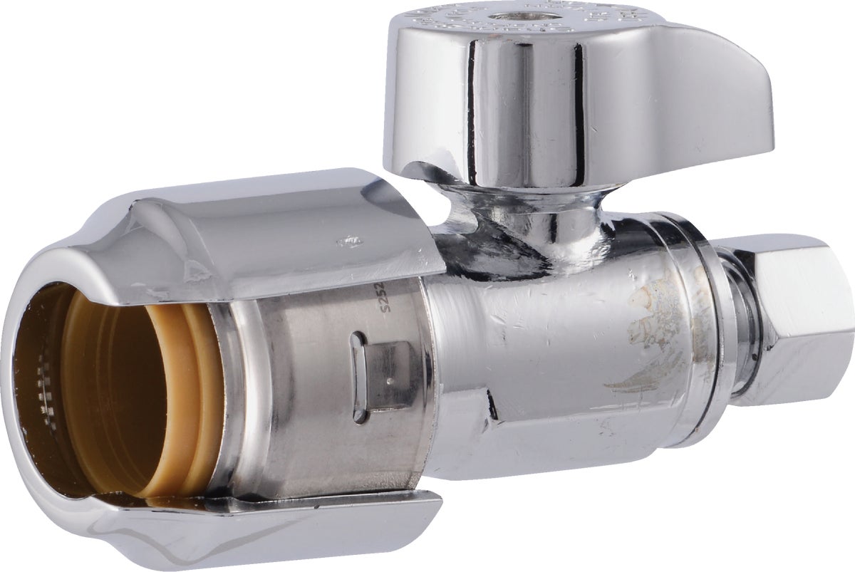 SharkBite Max 1/2 inch x 3/8 inch Chrome Brass Push-to-Connect Compression  Angle Stop Valv