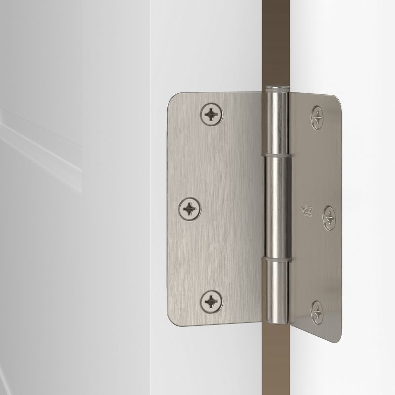 National Hardware Squeak Guard N830-450 Door Hinge, 3-1/2 in H Frame Leaf, 3/32 in Thick Frame Leaf, Steel, Satin Nickel