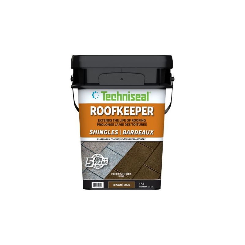 Techniseal RoofKeeper Series 140-325 Elastomeric Protective Coating, Brown, 15 L Brown
