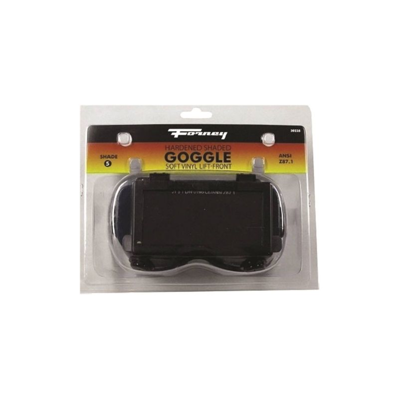 Forney 55320 Welding Goggles, 4-1/4 in L x 2 in W Lens, Glass Lens, Clear Lens, #5 Lens, Plastic Frame