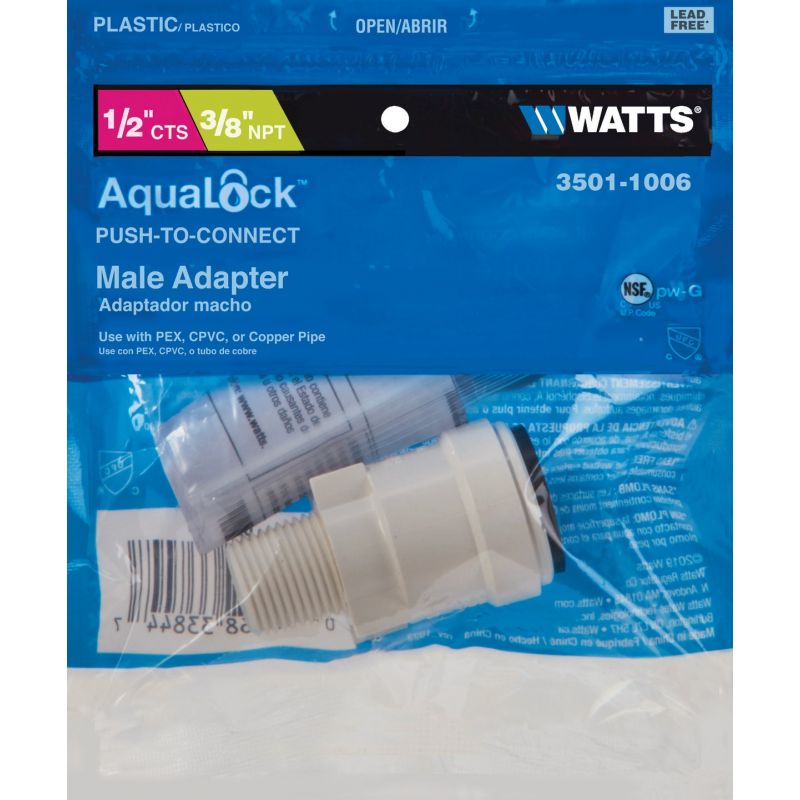 Watts Quick Connect Male Plastic Connector 1/2 In. CTS X 3/8 In. MPT