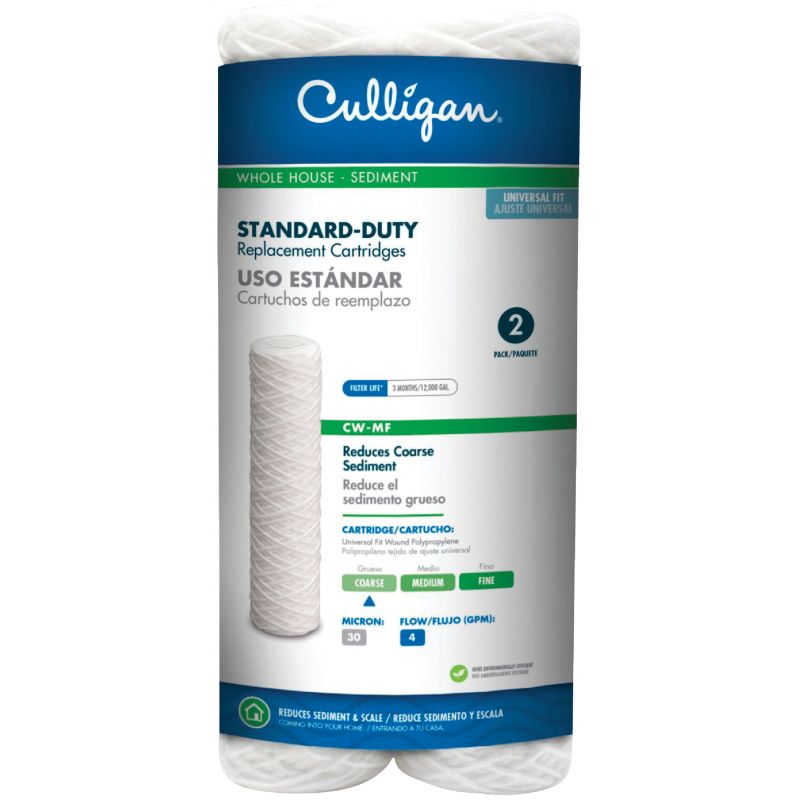 Culligan CW-MF 2-Pack Whole House Water Filter Cartridge 9.75&quot; H X 2.5&quot; W X 2.5&quot; D