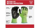 Milwaukee High Vis Polyurethane Coated Cut Level 2 Work Glove M, Hi Vis Yellow &amp; Black