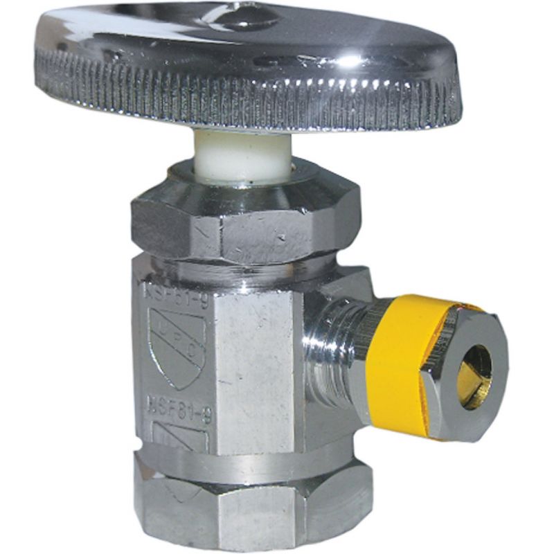 Lasco Female Iron Pipe X Compression Angle Stop Valve 1/2&quot; FIP Inlet X 1/4&quot; Compression Outlet