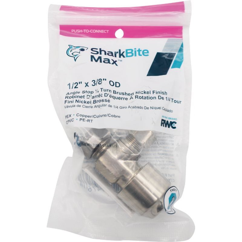 SharkBite Push-To-Connect Quarter Turn Angle Valve 1/2 In. SB X 3/8 In. OD