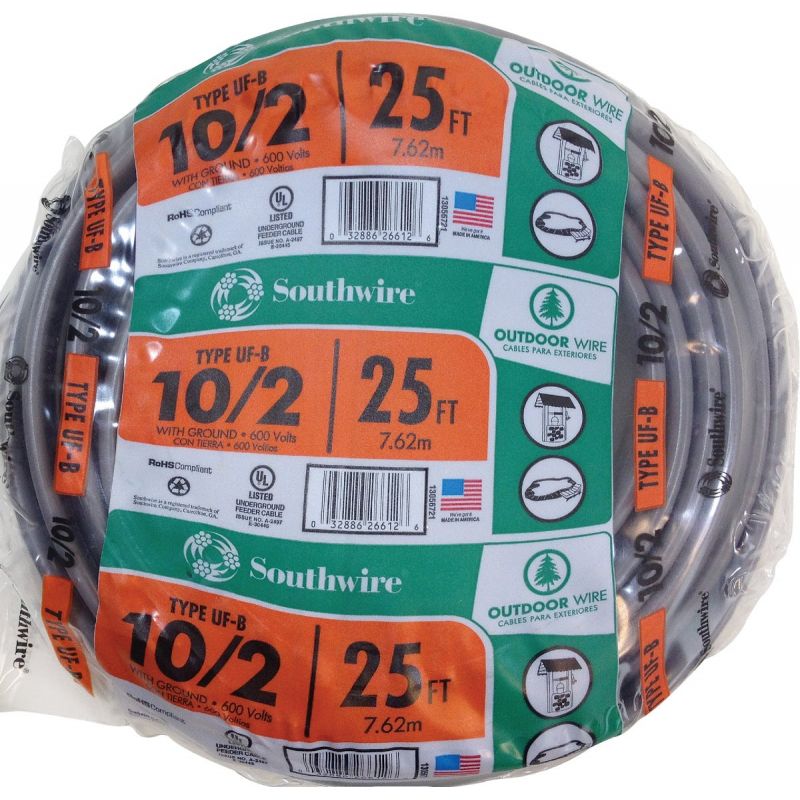 Southwire 100 Ft. 10 AWG 3-Conductor UFW/G Electrical Wire