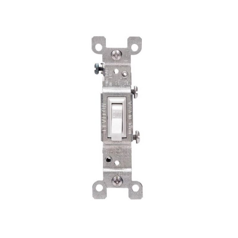 Leviton M24-01451-2WM Switch, 15 A, 120 V, Push-In Terminal, Thermoplastic Housing Material, White White