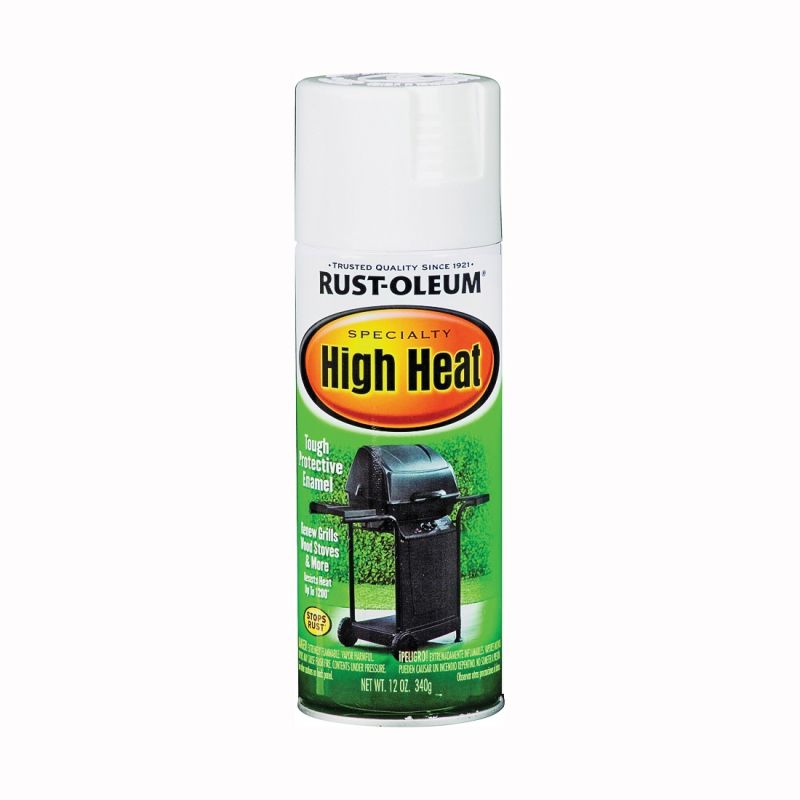 Specialty 7751830 High Heat Spray Paint, Satin, White, 12 oz, Can, Oil Base White