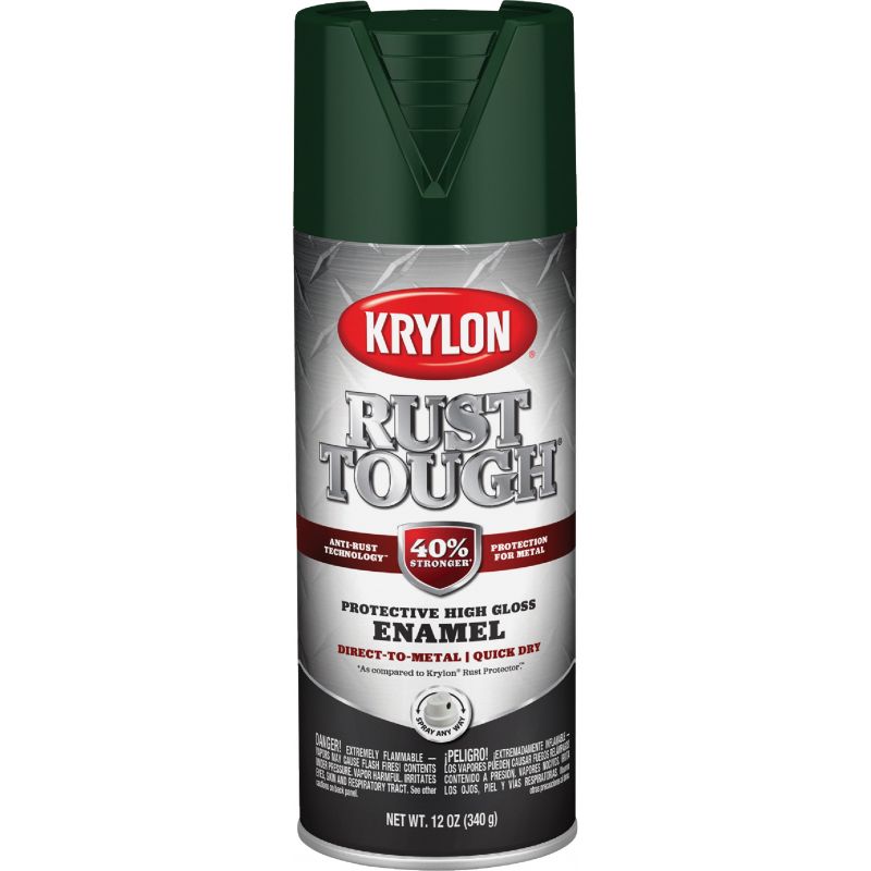 Krylon Rust Tough Alkyd Enamel Spray Paint Hunter Green, 12 Oz.