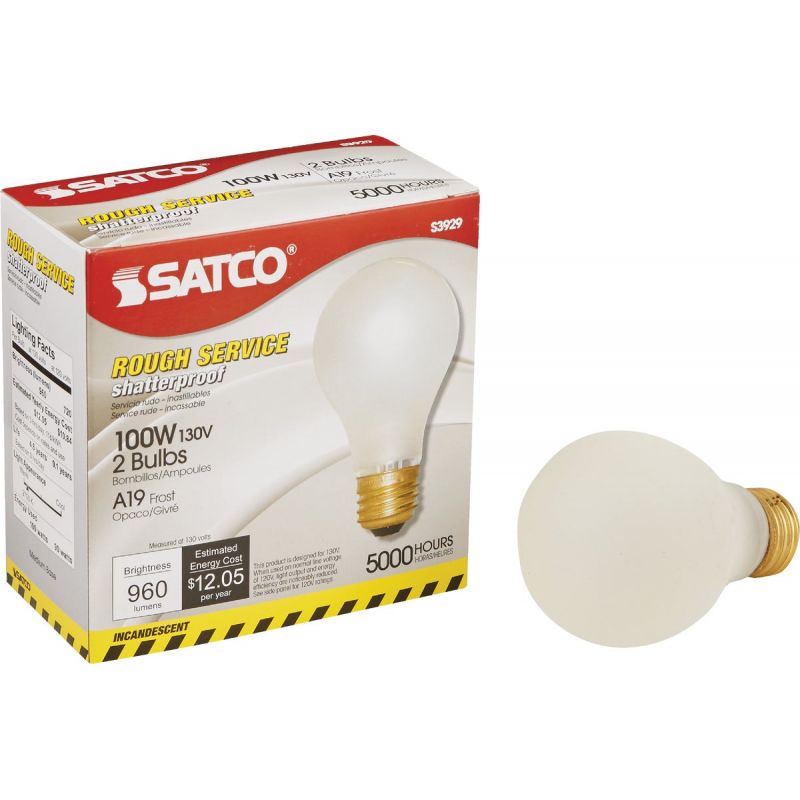 Satco A19 Incandescent Shatterproof Rough Service Light Bulb
