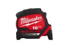 Milwaukee 48-22-0216M Tape Measure, 16 ft L Blade, 1-5/16 in W Blade, Steel Blade, ABS Case, Black/Red Case 16 Ft