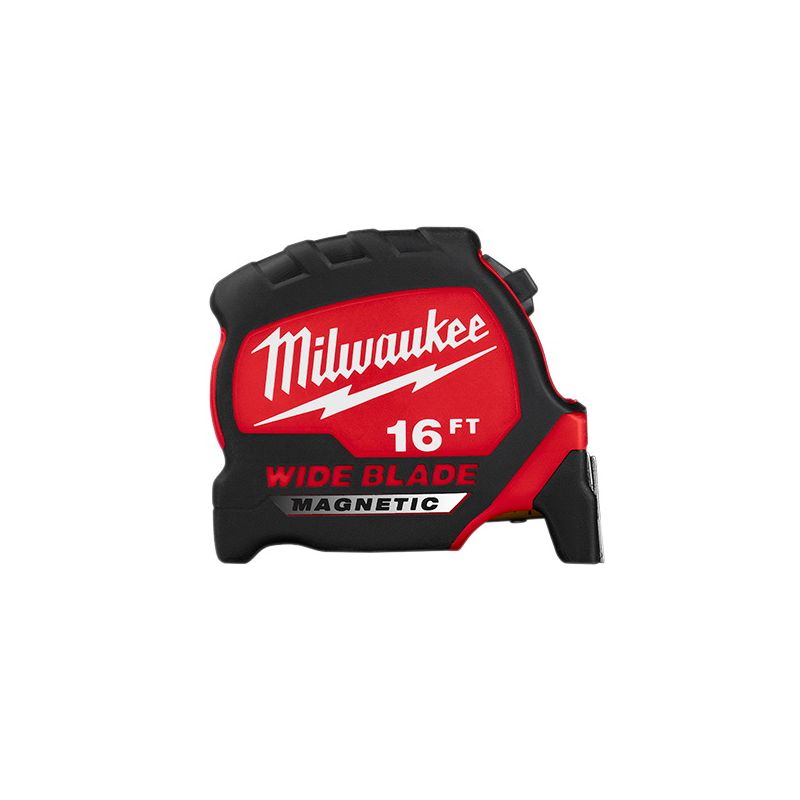 Milwaukee 48-22-0216M Tape Measure, 16 ft L Blade, 1-5/16 in W Blade, Steel Blade, ABS Case, Black/Red Case 16 Ft