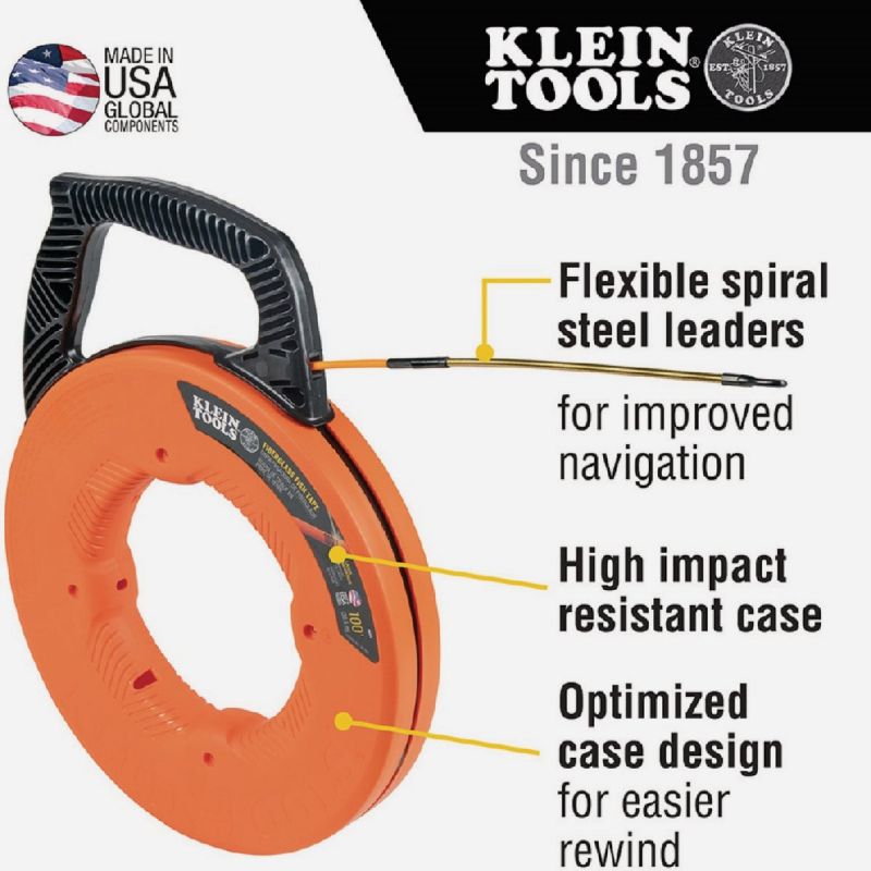 Klein Fish Tape with Spiral Steel Leader