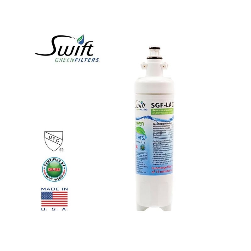 Swift Green Filters SGF-LA07 Refrigerator Water Filter, 0.5 gpm, Coconut Shell Carbon Block Filter Media
