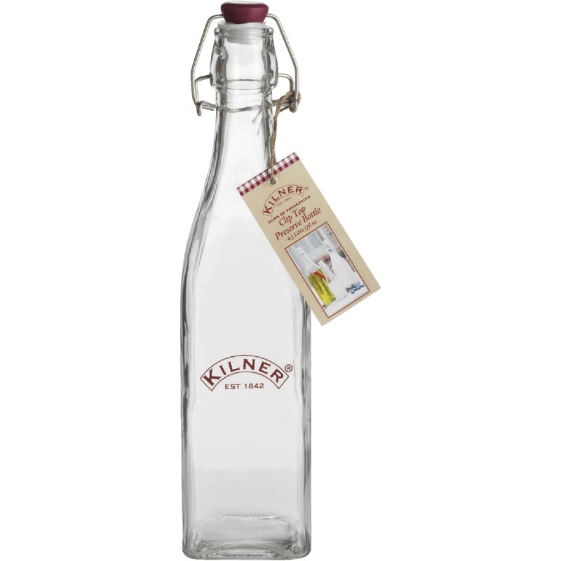 Kilner Square Clip Top Glass Storage Bottle 16 Oz., Clear (Pack of 12)