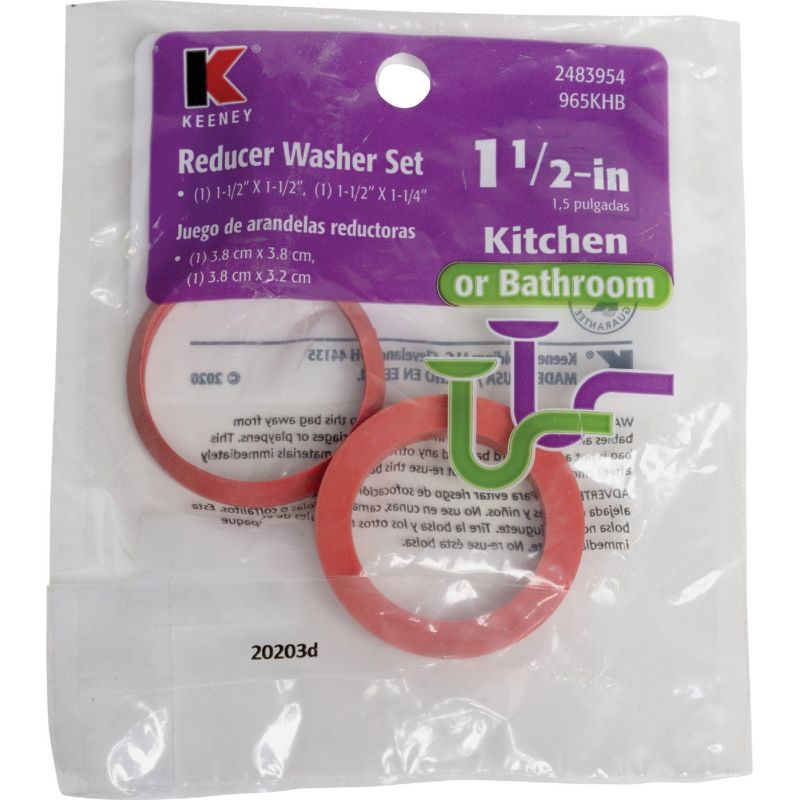Reducing Slip Joint Washer 1-1/2 X 1-1/4 In., 1-1/2 X 1-1/2 In., Clear