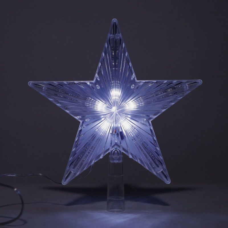 Alpine 8-Function LED Star Christmas Tree Topper Cool White &amp; Multi