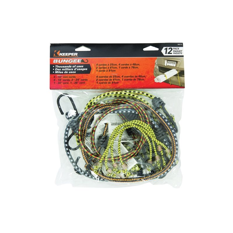 Keeper 06313 Bungee Cord, Rubber, Hook End